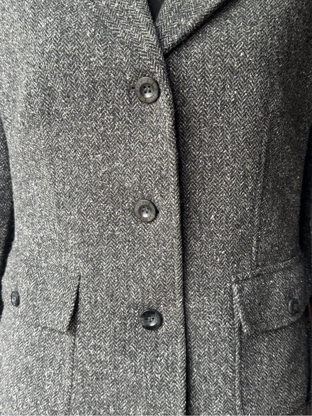 LL Bean Vintage Wool Silk Herringbone Blazer led petite - Picture 7 of 9